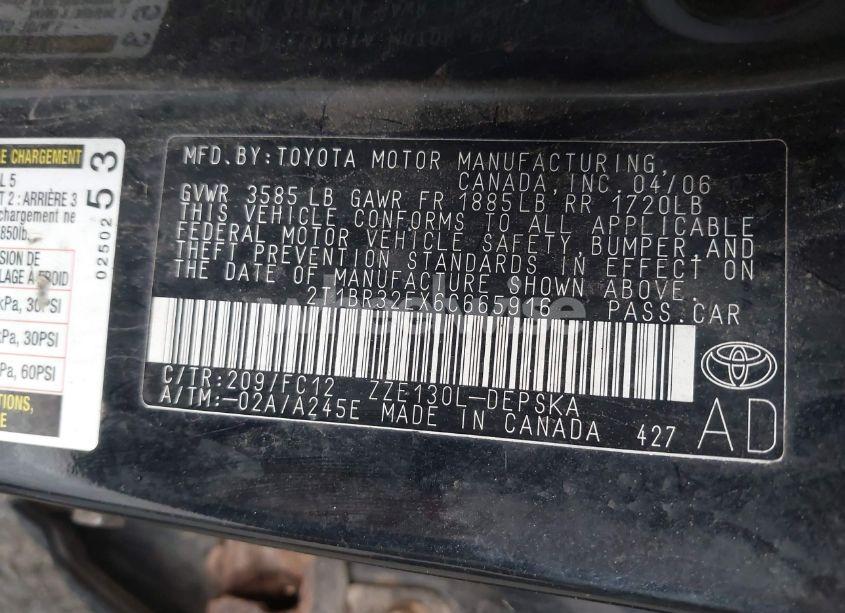 Photo 9 of 2006 Toyota Corolla S (VIN 2T1BR32EX6C665916)