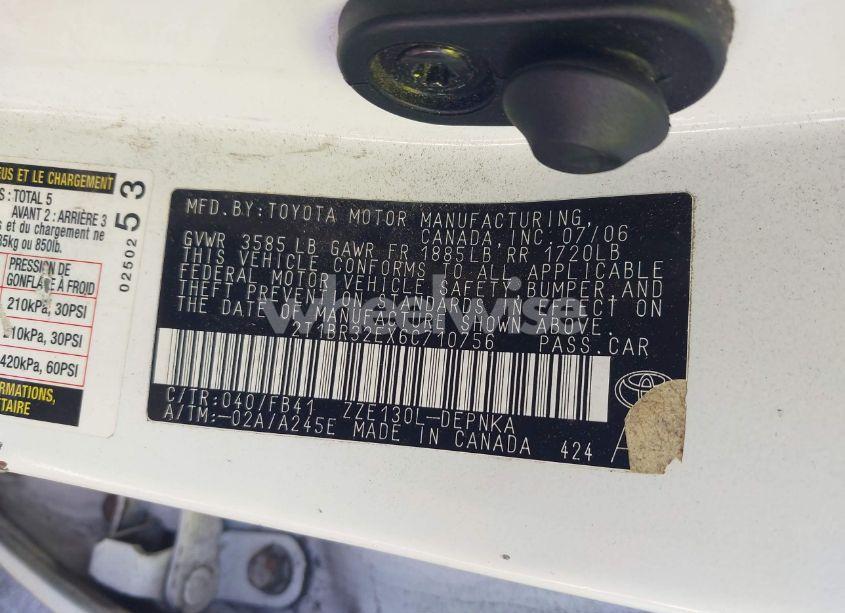 Photo 9 of 2006 Toyota Corolla LE (VIN 2T1BR32EX6C710756)