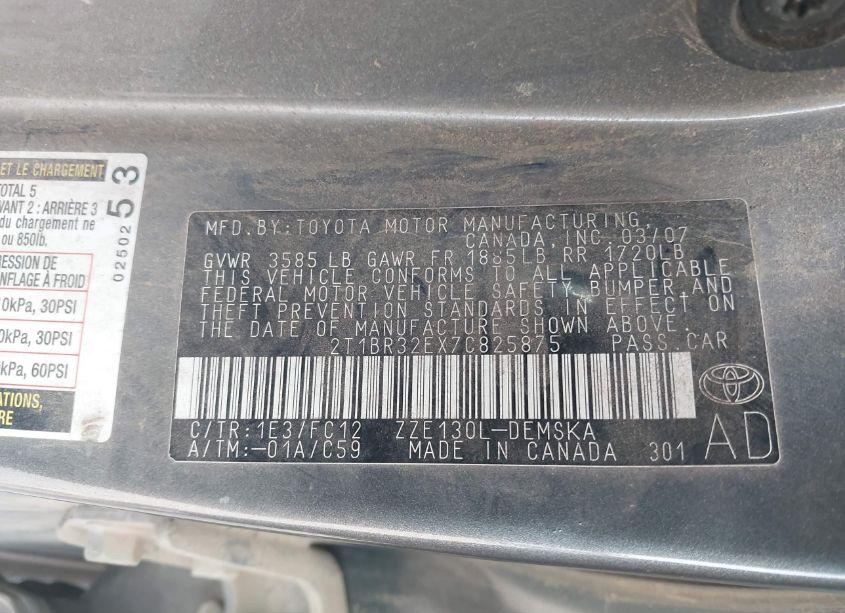 Photo 9 of 2007 Toyota Corolla S (VIN 2T1BR32EX7C825875)