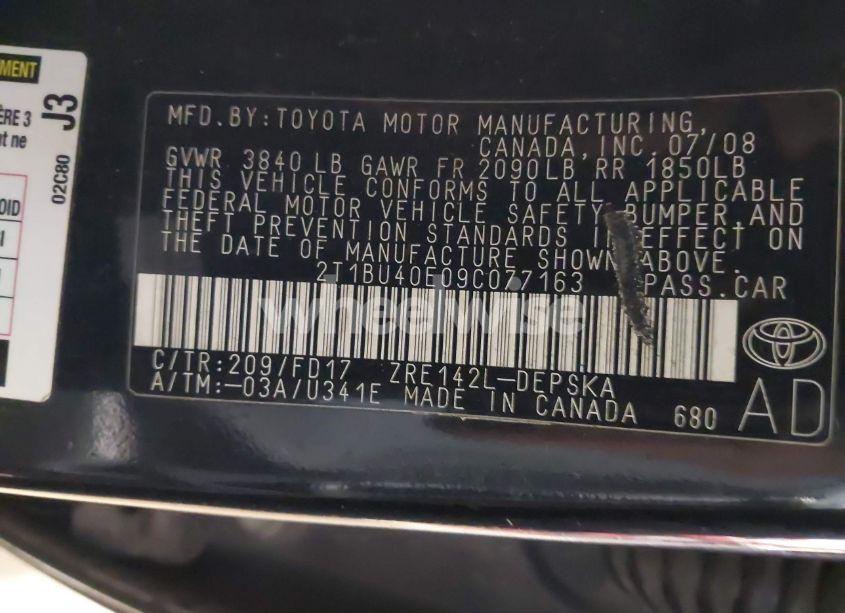 Photo 9 of 2009 Toyota Corolla S (VIN 2T1BU40E09C077163)