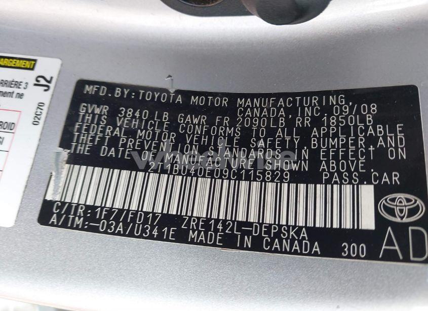 Photo 9 of 2009 Toyota Corolla S (VIN 2T1BU40E09C115829)