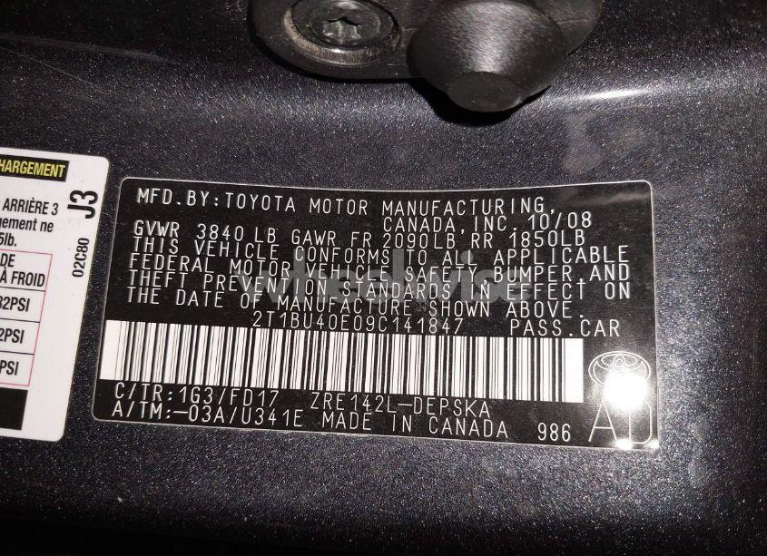 Photo 9 of 2009 Toyota Corolla S (VIN 2T1BU40E09C141847)