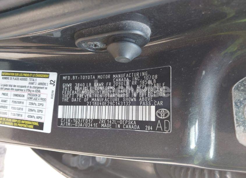 Photo 9 of 2009 Toyota Corolla S (VIN 2T1BU40E29C143132)