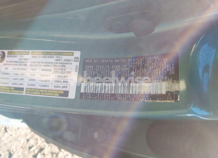 Photo 9 of 2009 Toyota Corolla LE (VIN 2T1BU40E29C172534)