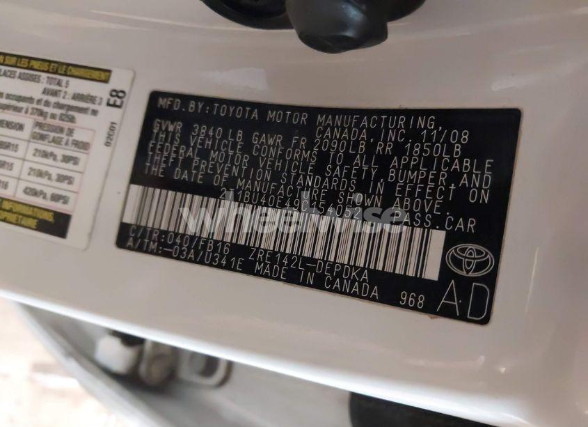 Photo 9 of 2009 Toyota Corolla LE (VIN 2T1BU40E49C154052)