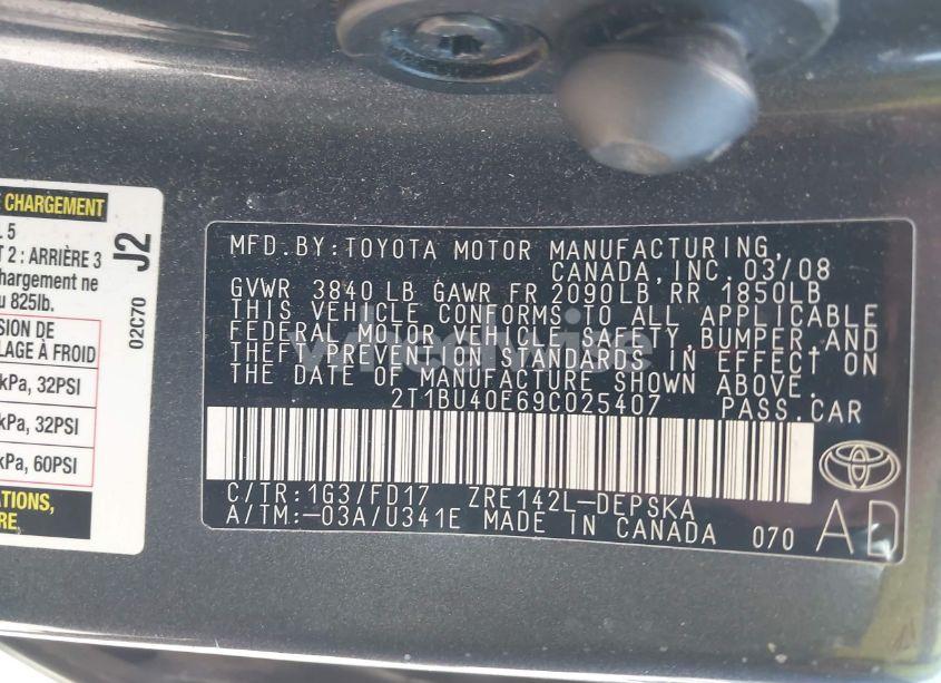 Photo 9 of 2009 Toyota Corolla S (VIN 2T1BU40E69C025407)