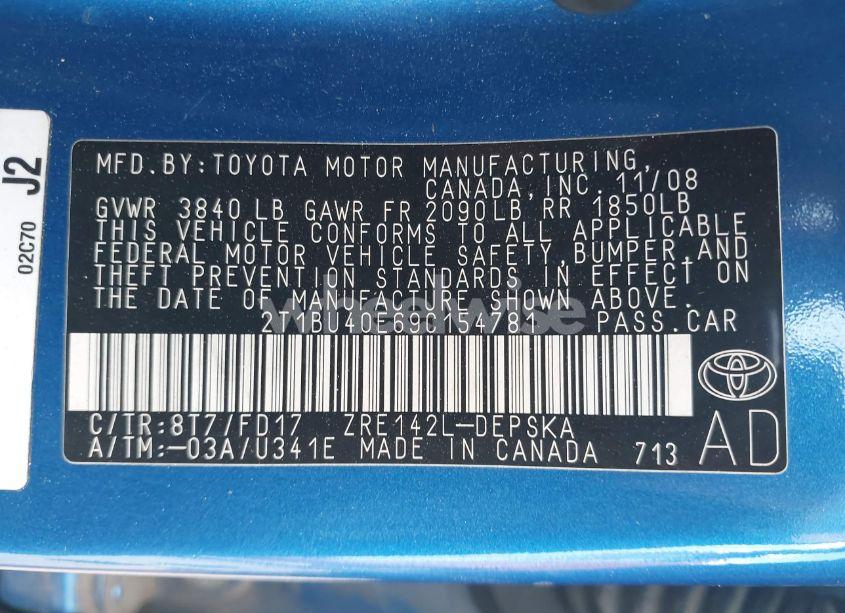 Photo 9 of 2009 Toyota Corolla S (VIN 2T1BU40E69C154781)