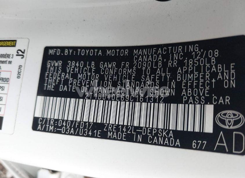 Photo 9 of 2009 Toyota Corolla S (VIN 2T1BU40E69C161312)