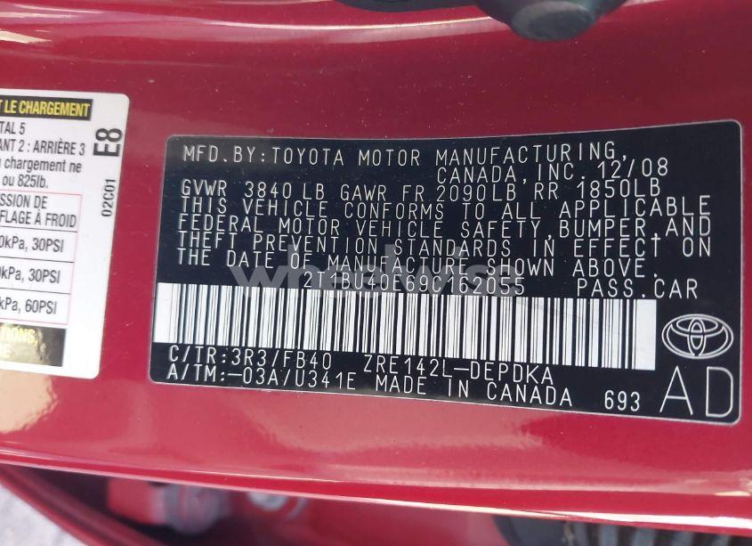 Photo 9 of 2009 Toyota Corolla LE (VIN 2T1BU40E69C162055)