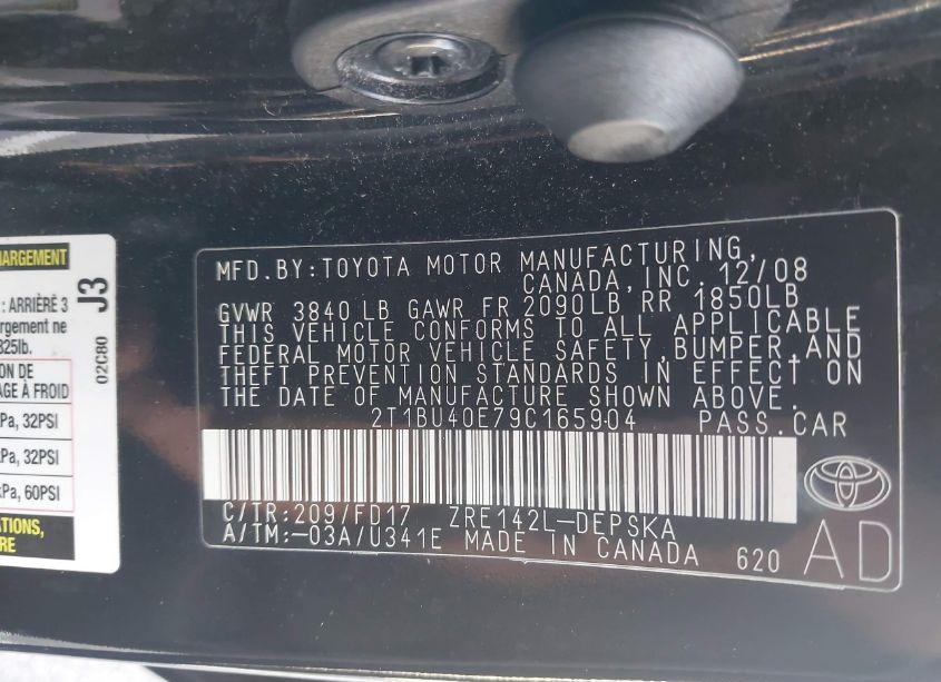 Photo 9 of 2009 Toyota Corolla S (VIN 2T1BU40E79C165904)