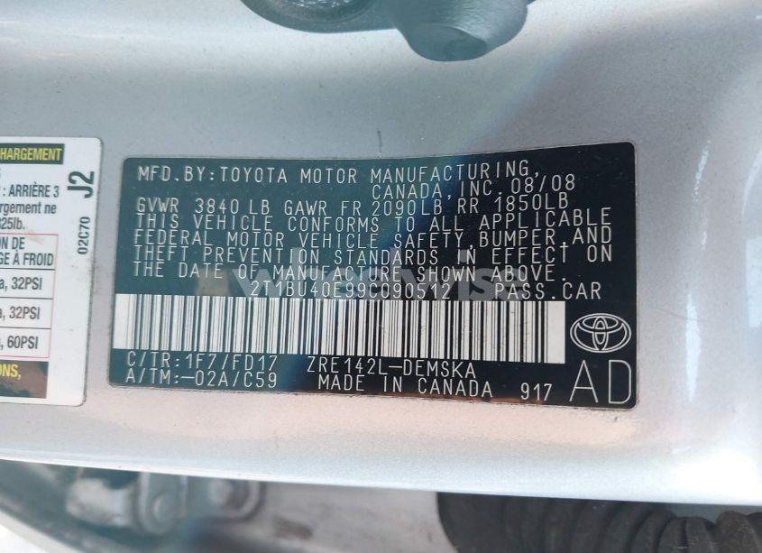 Photo 9 of 2009 Toyota Corolla S (VIN 2T1BU40E99C090512)