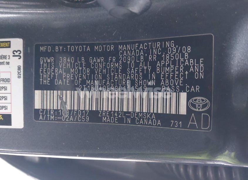 Photo 9 of 2009 Toyota Corolla S (VIN 2T1BU40E99C111519)