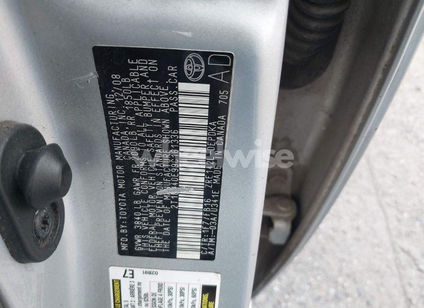 Photo 9 of 2009 Toyota Corolla LE (VIN 2T1BU40E99C161336)