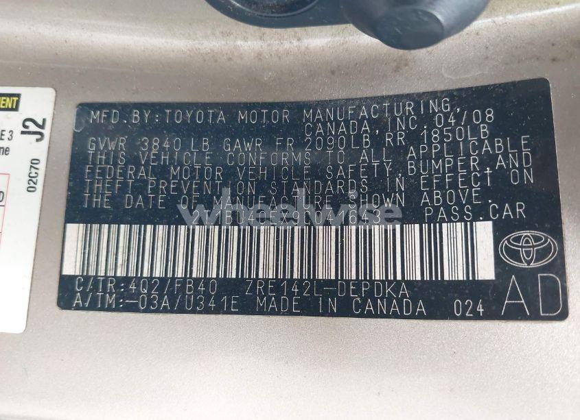 Photo 9 of 2009 Toyota Corolla LE (VIN 2T1BU40EX9C041643)