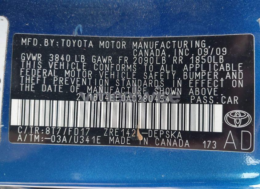 Photo 9 of 2010 Toyota Corolla S (VIN 2T1BU4EE0AC280454)