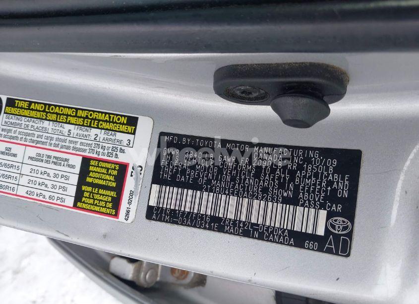 Photo 9 of 2010 Toyota Corolla LE (VIN 2T1BU4EE0AC282639)