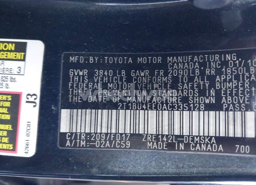 Photo 9 of 2010 Toyota Corolla S (VIN 2T1BU4EE0AC335128)