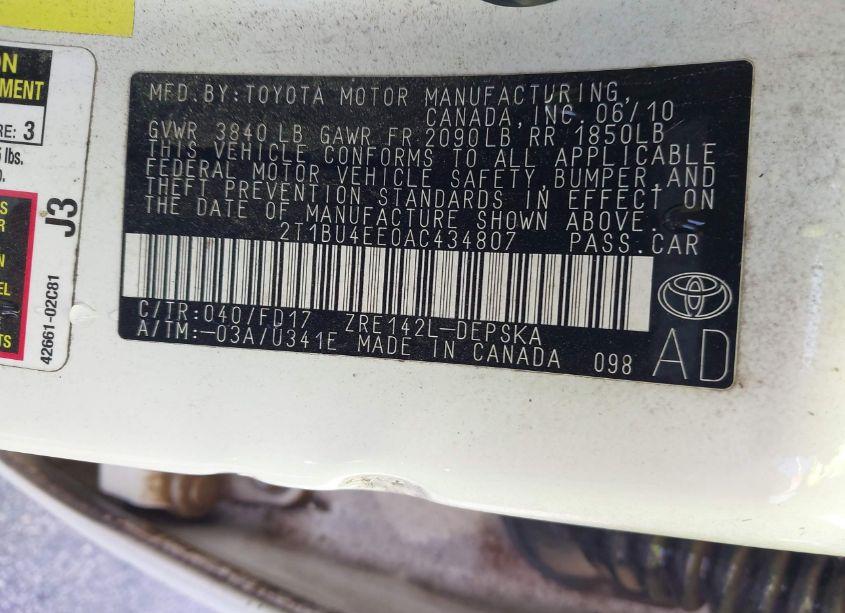 Photo 9 of 2010 Toyota Corolla S (VIN 2T1BU4EE0AC434807)