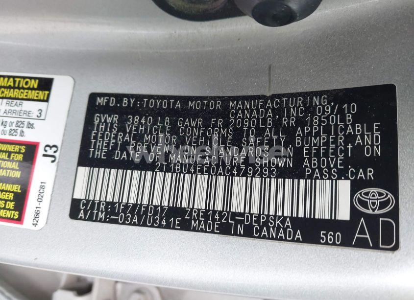 Photo 9 of 2010 Toyota Corolla S (VIN 2T1BU4EE0AC479293)