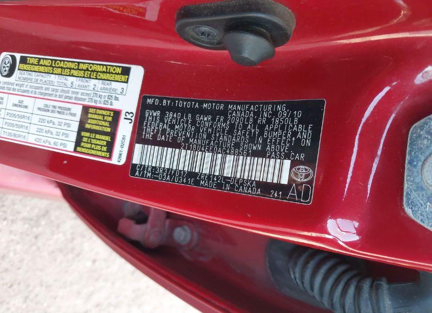 Photo 9 of 2010 Toyota Corolla S (VIN 2T1BU4EE0AC488561)