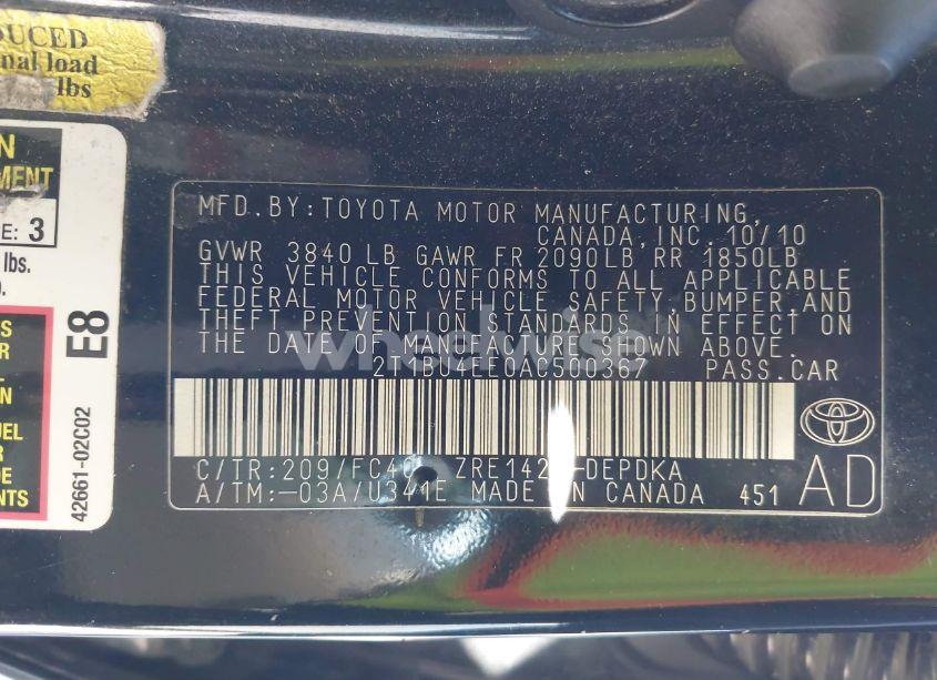 Photo 9 of 2010 Toyota Corolla LE (VIN 2T1BU4EE0AC500367)