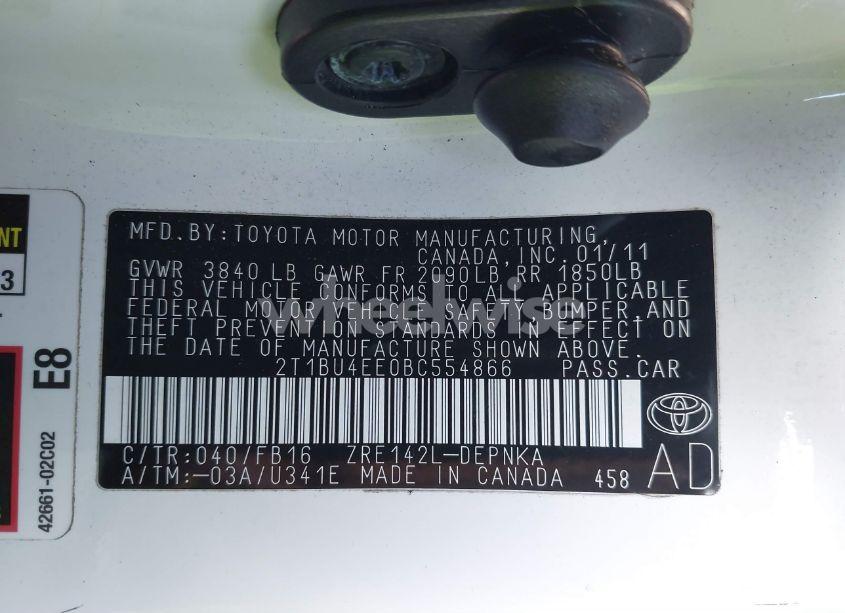 Photo 9 of 2011 Toyota Corolla LE (VIN 2T1BU4EE0BC554866)