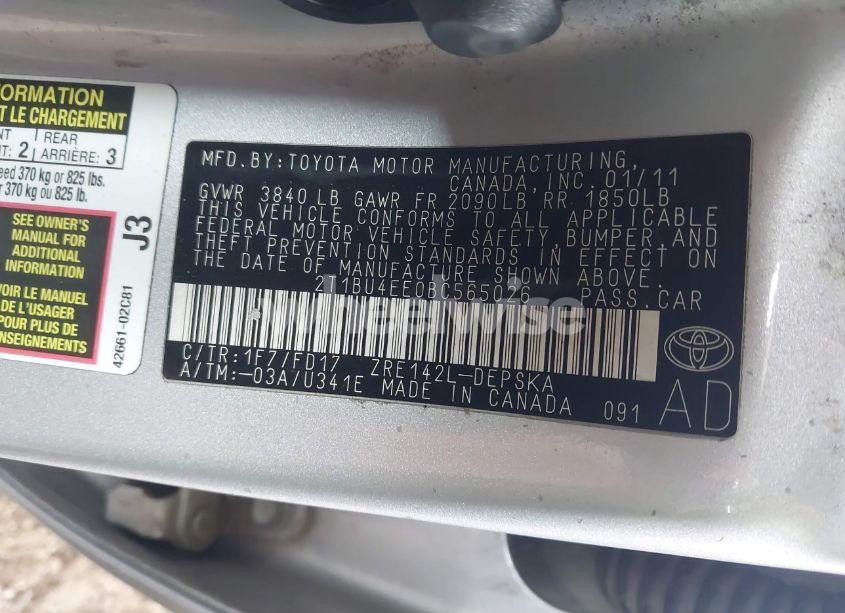 Photo 9 of 2011 Toyota Corolla S (VIN 2T1BU4EE0BC565026)