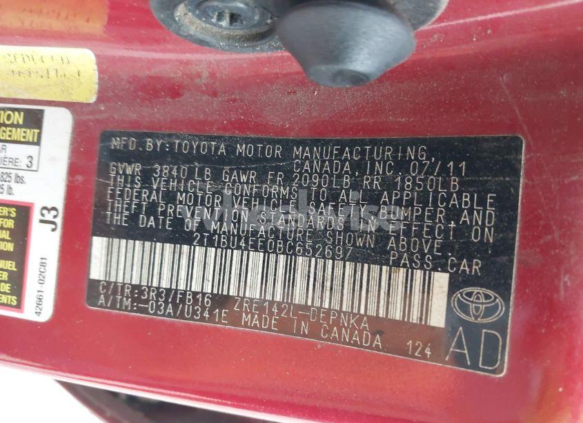 Photo 9 of 2011 Toyota Corolla LE (VIN 2T1BU4EE0BC652697)