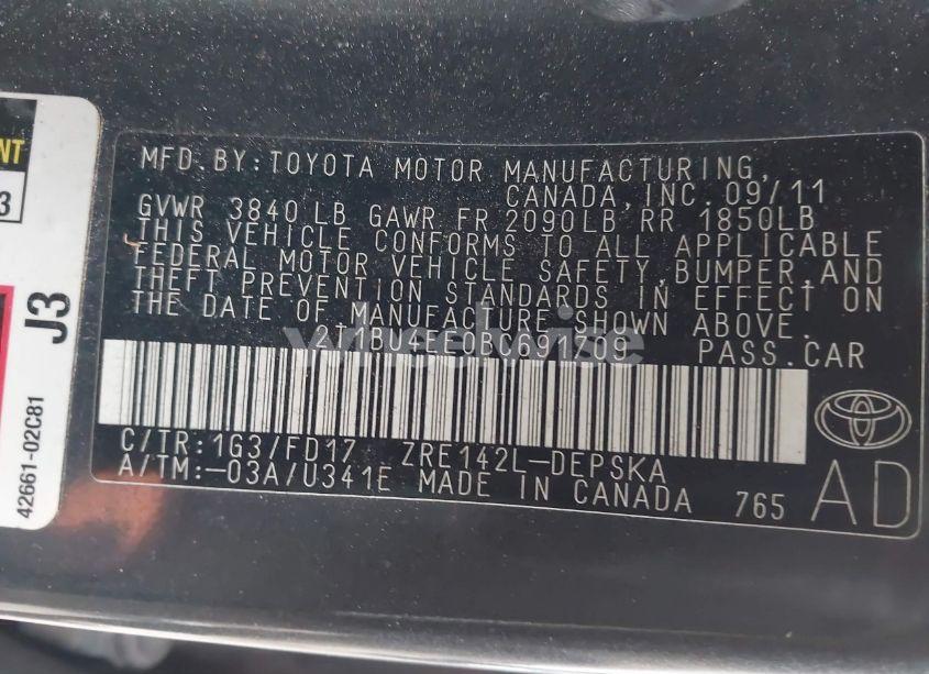 Photo 9 of 2011 Toyota Corolla S (VIN 2T1BU4EE0BC691709)