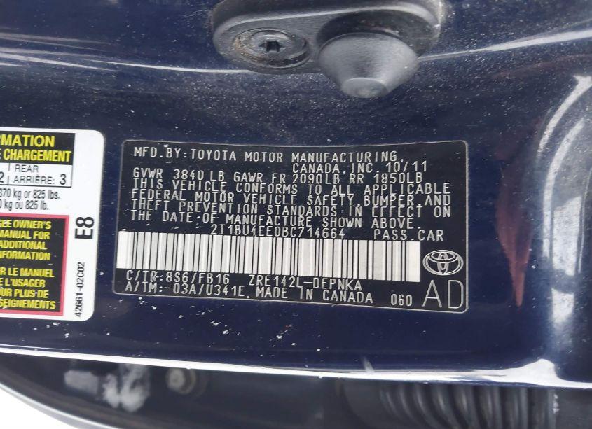 Photo 9 of 2011 Toyota Corolla LE (VIN 2T1BU4EE0BC714664)
