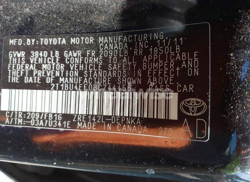 Photo 9 of 2011 Toyota Corolla LE/S (VIN 2T1BU4EE0BC744456)