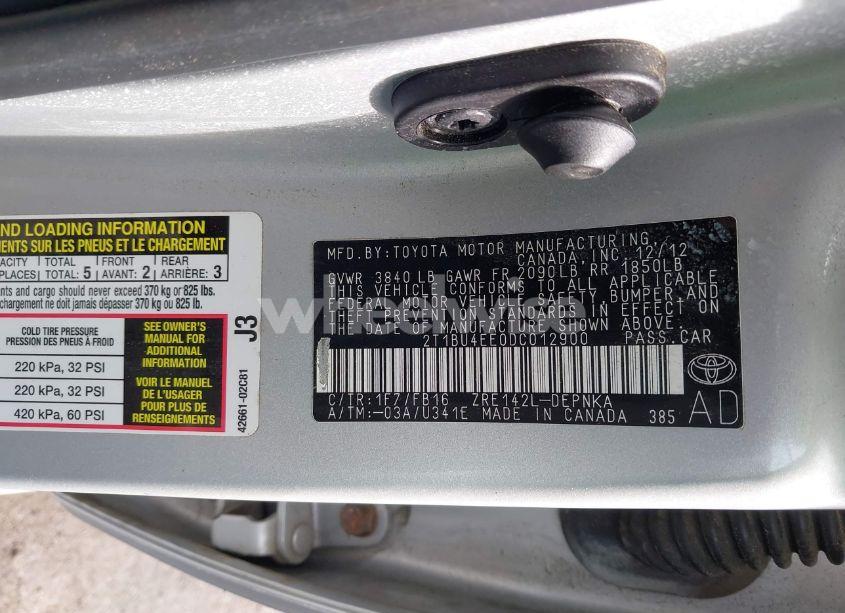 Photo 9 of 2013 Toyota Corolla LE (VIN 2T1BU4EE0DC012900)