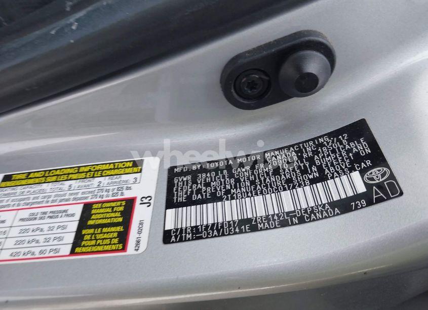 Photo 9 of 2013 Toyota Corolla S (VIN 2T1BU4EE0DC017238)