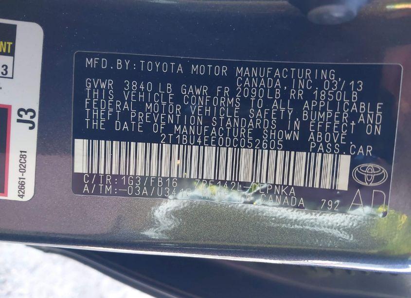 Photo 9 of 2013 Toyota Corolla S/LE (VIN 2T1BU4EE0DC052605)