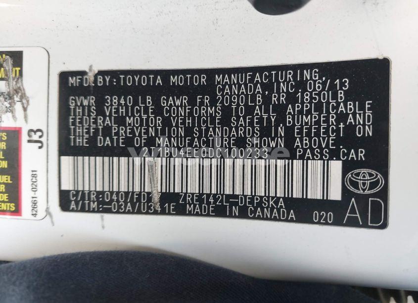 Photo 9 of 2013 Toyota Corolla S (VIN 2T1BU4EE0DC100233)