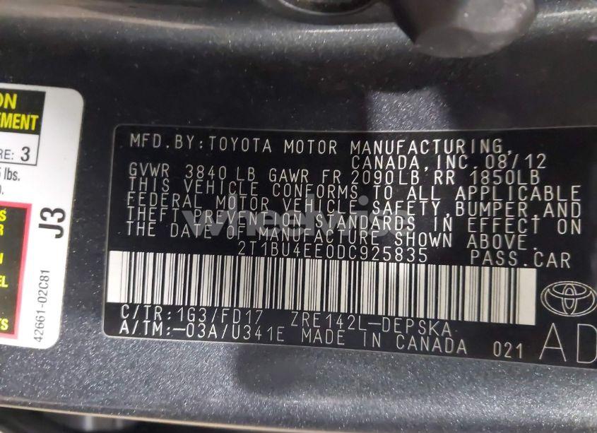 Photo 9 of 2013 Toyota Corolla S (VIN 2T1BU4EE0DC925835)