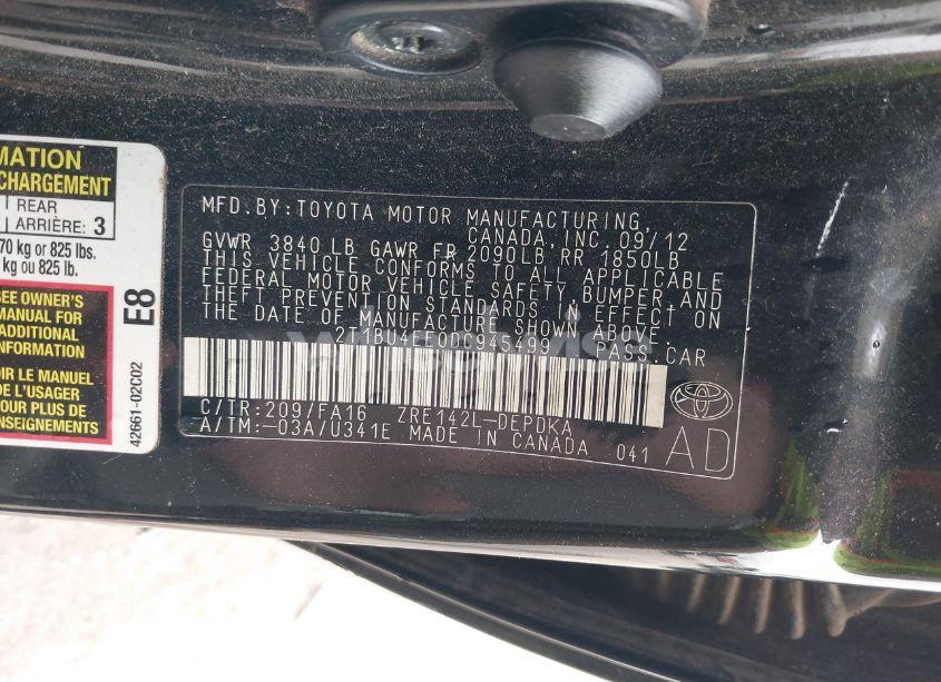 Photo 9 of 2013 Toyota Corolla L (VIN 2T1BU4EE0DC945499)