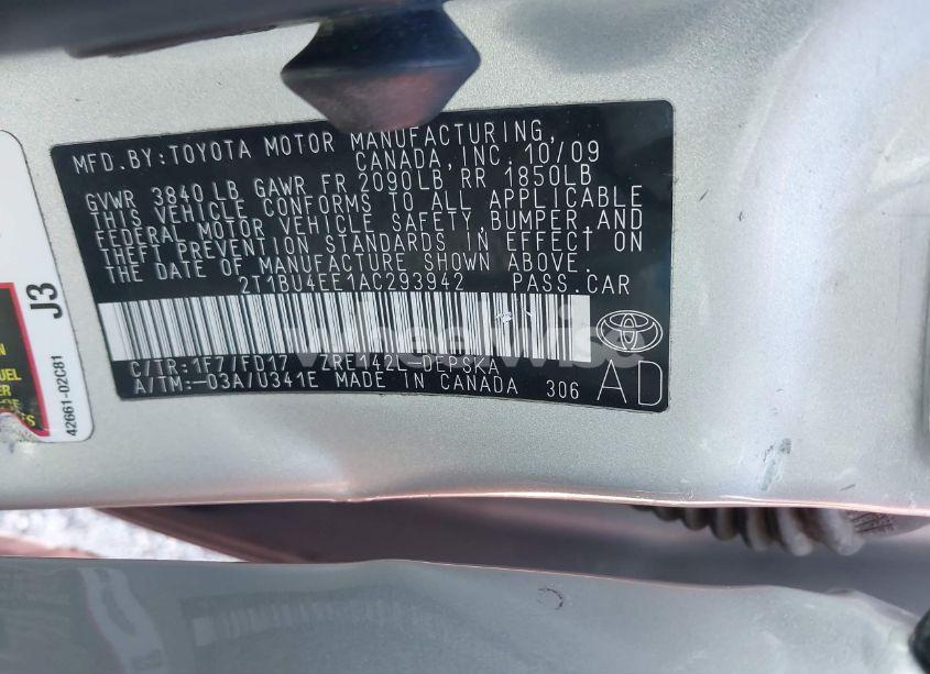 Photo 9 of 2010 Toyota Corolla S (VIN 2T1BU4EE1AC293942)