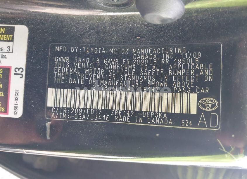 Photo 9 of 2010 Toyota Corolla S (VIN 2T1BU4EE1AC308147)