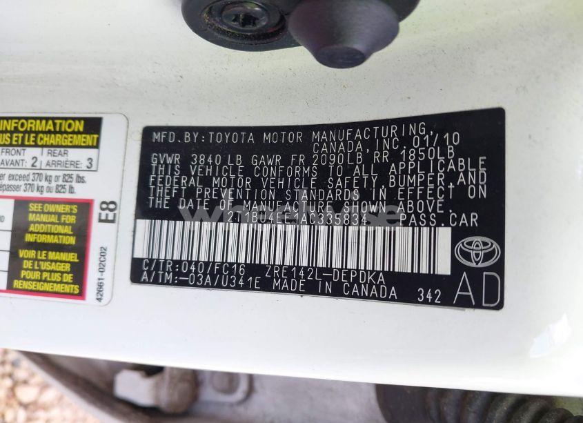 Photo 9 of 2010 Toyota Corolla LE (VIN 2T1BU4EE1AC335834)