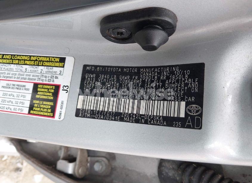 Photo 9 of 2010 Toyota Corolla S (VIN 2T1BU4EE1AC498242)