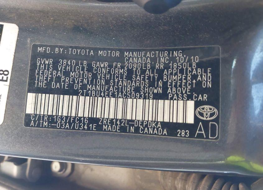 Photo 8 of 2010 Toyota Corolla LE (VIN 2T1BU4EE1AC509319)