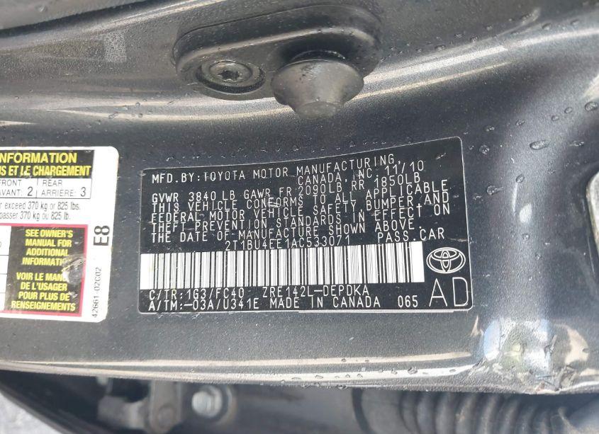 Photo 9 of 2010 Toyota Corolla LE (VIN 2T1BU4EE1AC533071)