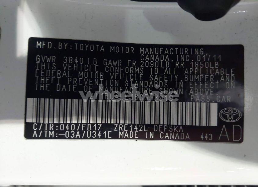 Photo 9 of 2011 Toyota Corolla S (VIN 2T1BU4EE1BC553919)