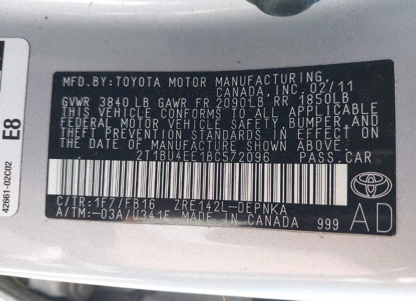 Photo 9 of 2011 Toyota Corolla LE (VIN 2T1BU4EE1BC572096)