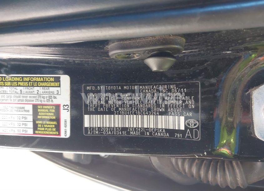Photo 9 of 2011 Toyota Corolla S (VIN 2T1BU4EE1BC643264)