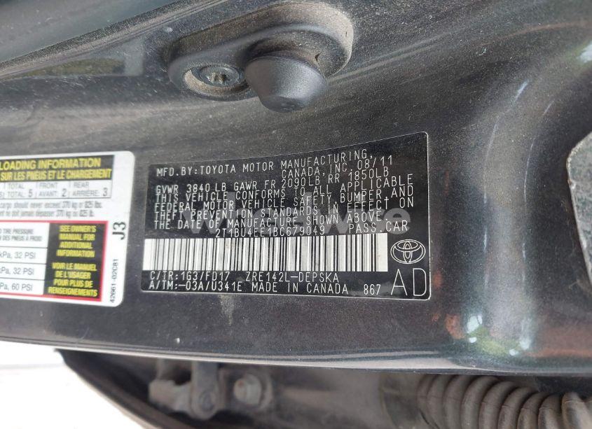 Photo 9 of 2011 Toyota Corolla S (VIN 2T1BU4EE1BC679049)