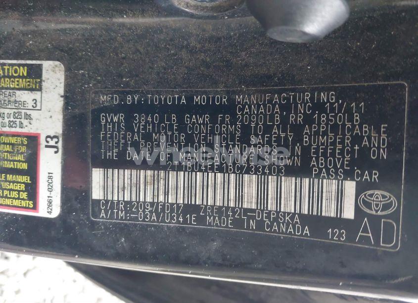 Photo 9 of 2011 Toyota Corolla S (VIN 2T1BU4EE1BC733403)