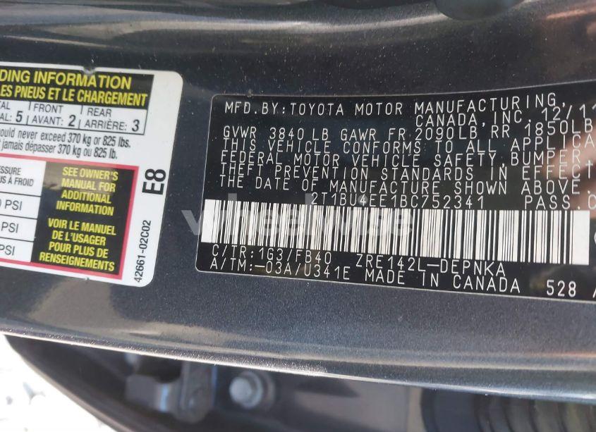 Photo 9 of 2011 Toyota Corolla LE (VIN 2T1BU4EE1BC752341)