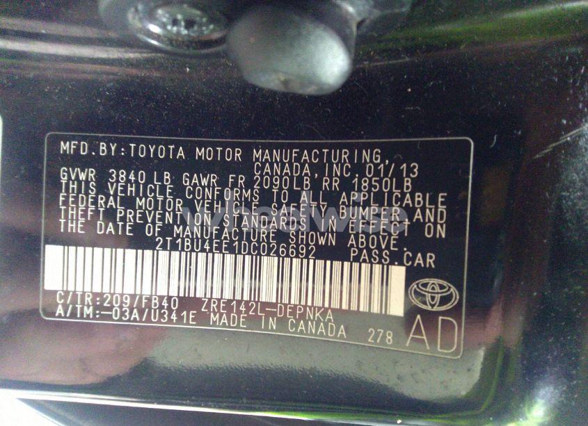 Photo 9 of 2013 Toyota Corolla LE (VIN 2T1BU4EE1DC026692)